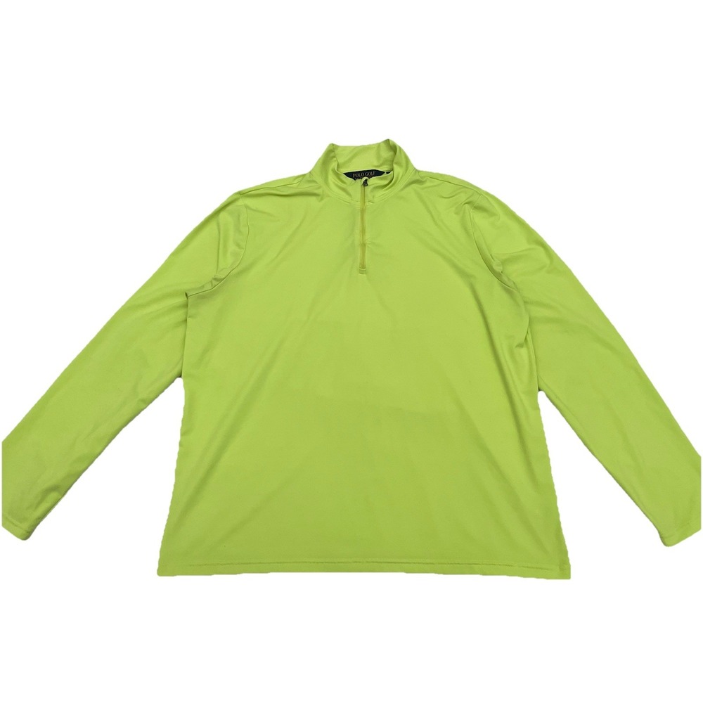 Polo‎ Golf Ralph Lauren 1/4 Zip Pullover XL Neon Highlighter Yellow Wicking Soft